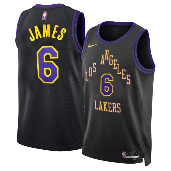 23-24 Los Angeles Lakers City Edition Black Jersey LeBron James 6