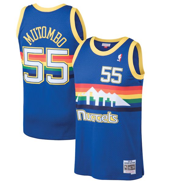 91-92 Denver Nuggets Hardwood Classics Swingman Jersey Blue Dikembe Mutombo 55