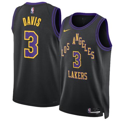 23-24 Los Angeles Lakers City Edition Black Jersey Anthony Davis 3