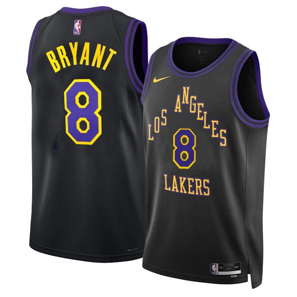 23-24 Los Angeles Lakers City Edition Black Jersey Kobe Bryant 8