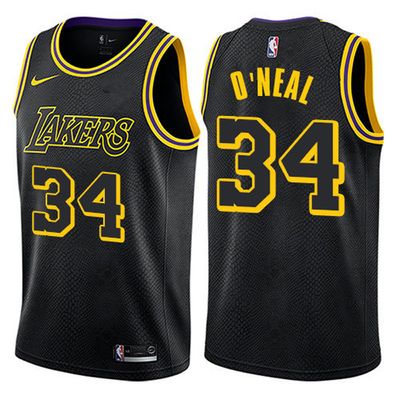 Los Angeles Lakers Black Mamba City Swingman Jersey Shaquille O&#39;neal 34