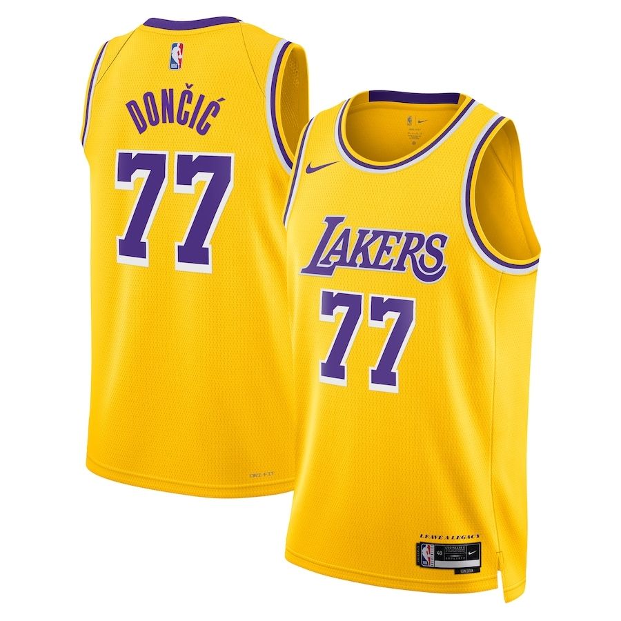 Los Angeles Lakers Luka Dončić 77  Gold Icon Edition Swingman Jersey