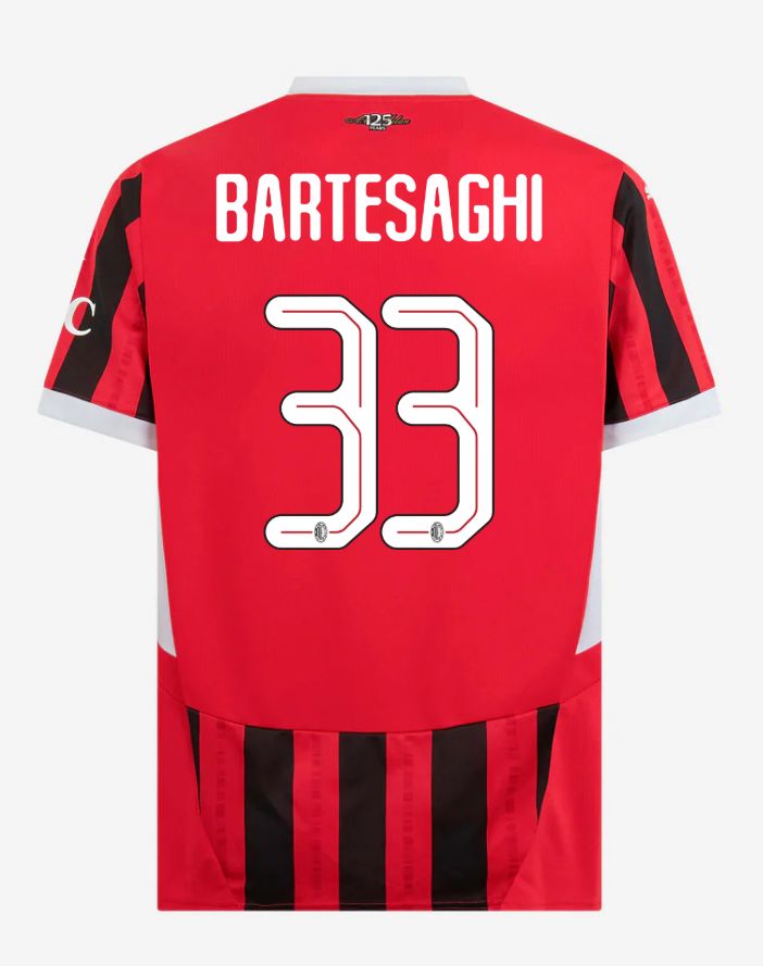24-25 AC Milan Home 33 Bartesaghi Champions League Jersey