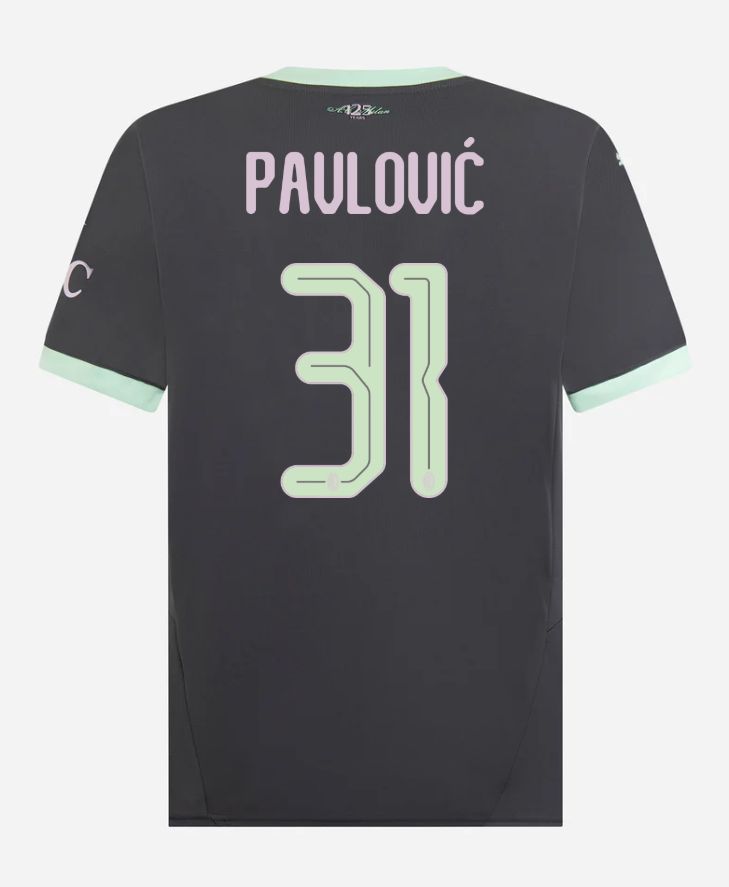 24-25 AC Milan Third 31 Pavlović Champions League Jersey