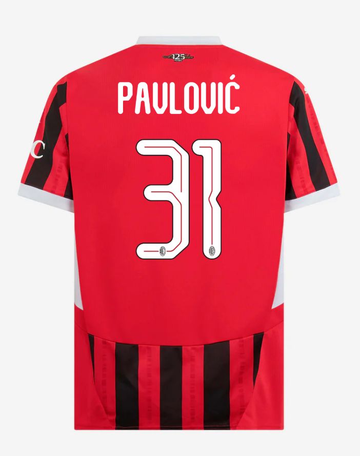 24-25 AC Milan Home 31 Pavlović Champions League Jersey
