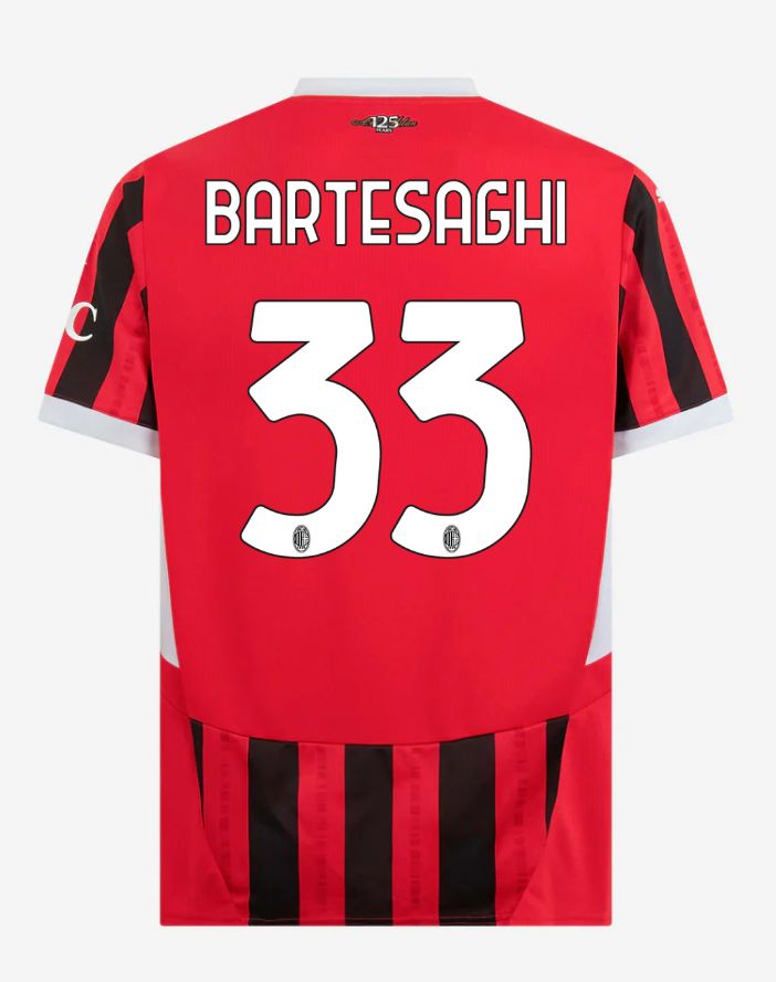 24-25 AC Milan Home 33 Bartesaghi Serie A Jersey