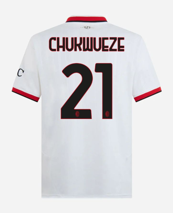24-25 AC Milan Away 21 Chukwueze Serie A Jersey