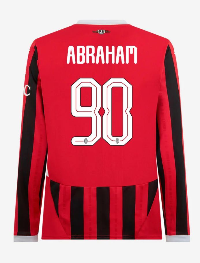 AC Milan Long Sleeve Home Abraham 90 Champions League Jersey 24-25