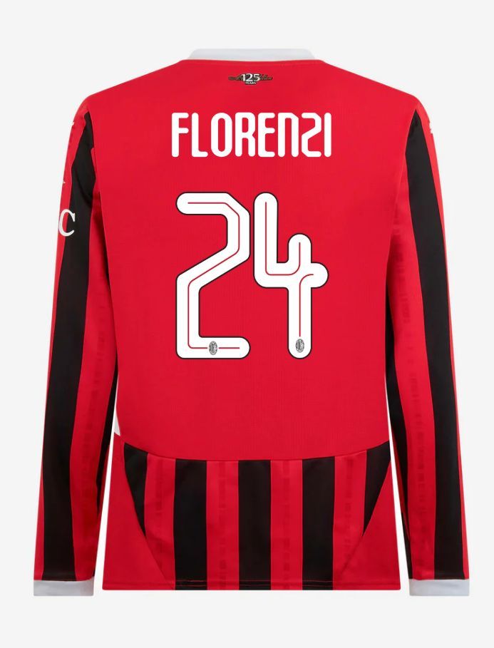 AC Milan Long Sleeve Home Florenzi 24 Champions League Jersey 24-25