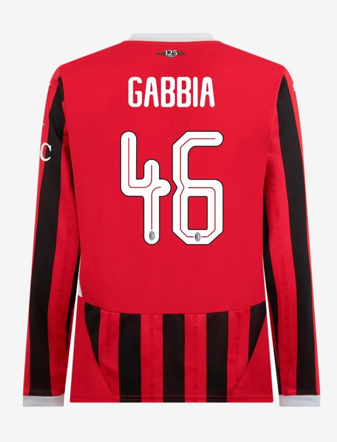 AC Milan Long Sleeve Home GABBIA 46 Champions League Jersey 24-25