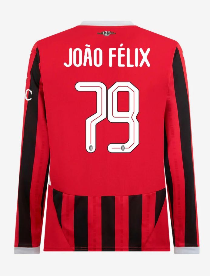 AC Milan Long Sleeve Home João Félix 79 Champions League Jersey 24-25