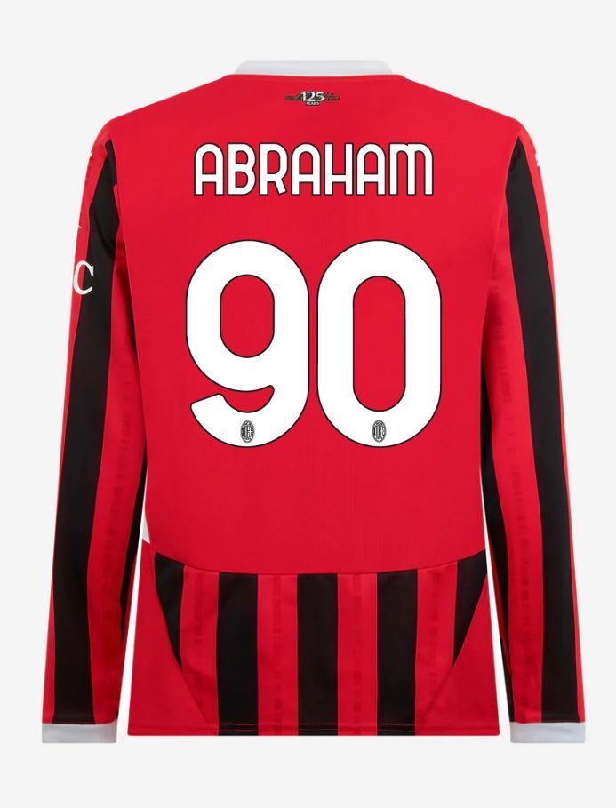 AC Milan Long Sleeve Home Abraham 90 Serie A Jersey 24-25