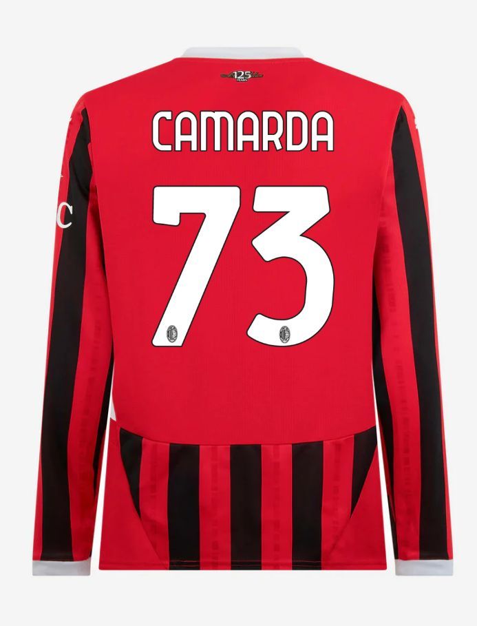 AC Milan Long Sleeve Home Camarda 73 Serie A Jersey 24-25