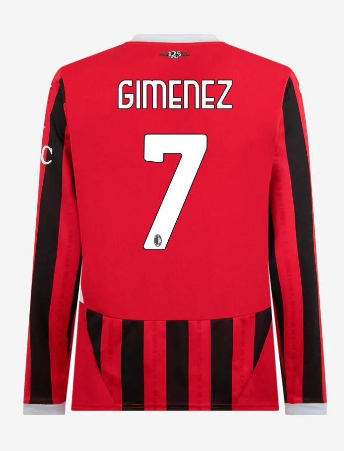 AC Milan Long Sleeve Home Gimenez 7 Serie A Jersey 24-25