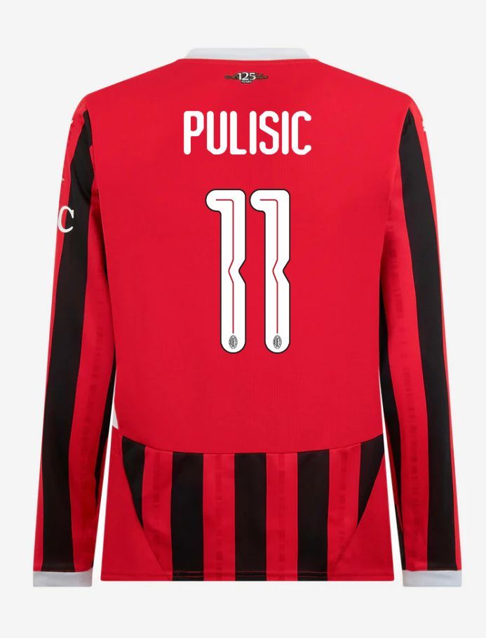 AC Milan Long Sleeve Home Pulisic 11 Champions League Jersey 24-25