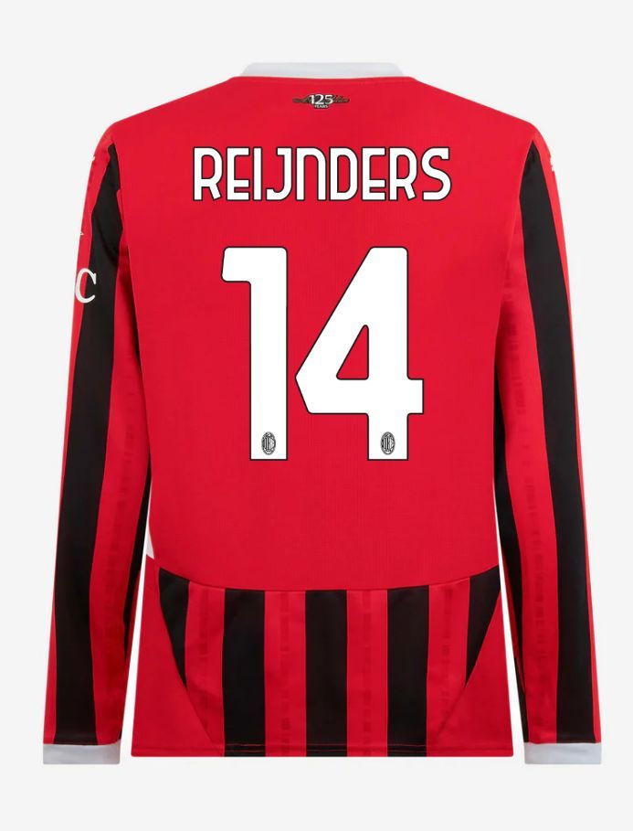AC Milan Long Sleeve Home Reijnders 14 Serie A Jersey 24-25
