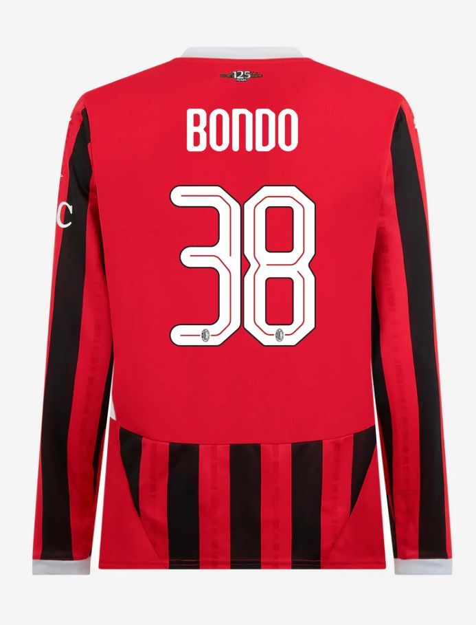AC Milan Long Sleeve Home Bondo 38 Champions League Jersey 24-25