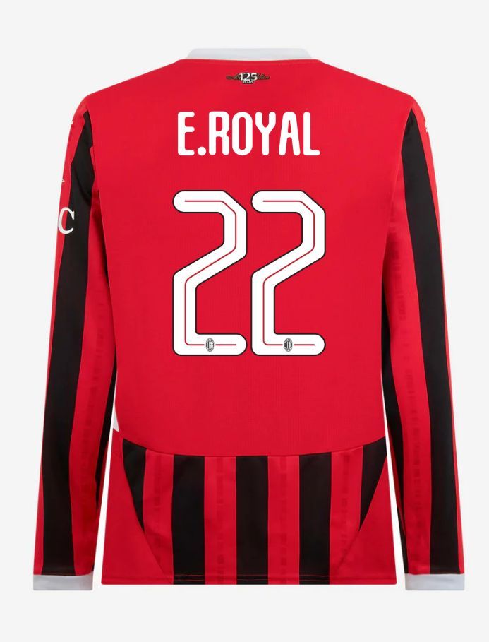 AC Milan Long Sleeve Home E.Royal 22 Champions League Jersey 24-25