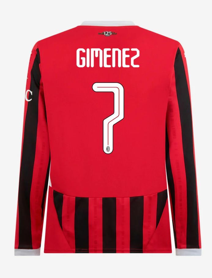 AC Milan Long Sleeve Home Gimenez 7 Champions League Jersey 24-25