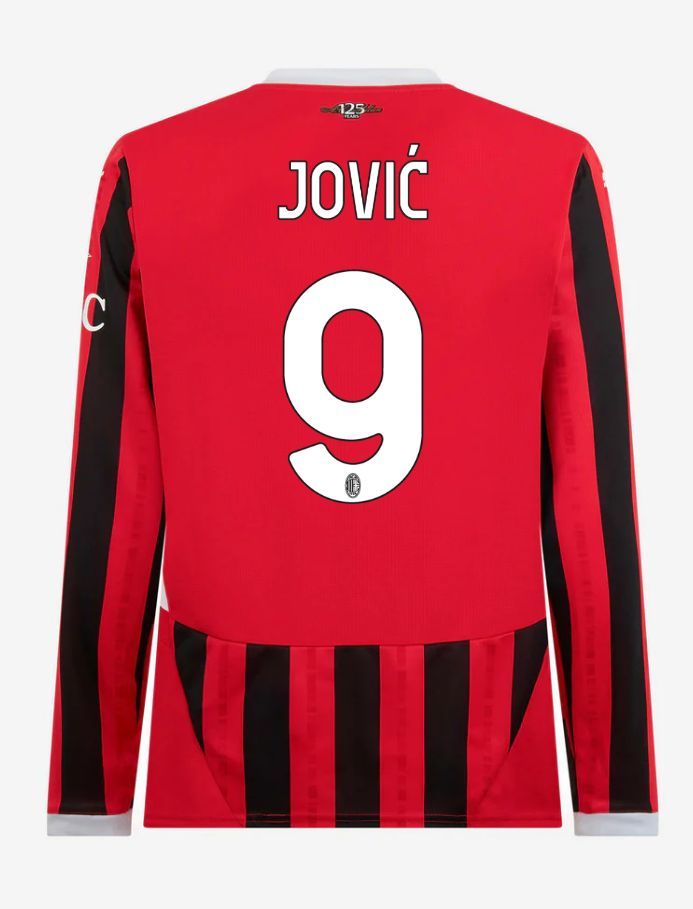 AC Milan Long Sleeve Home Jović 9 Serie A Jersey 24-25