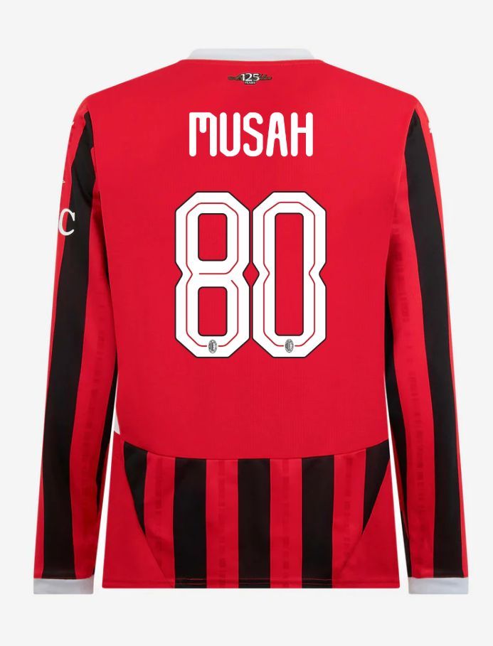 AC Milan Long Sleeve Home Musah 80 Champions League Jersey 24-25