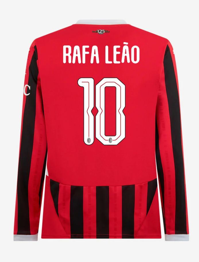AC Milan Long Sleeve Home Rafa 10 Leão Champions League Jersey 24-25