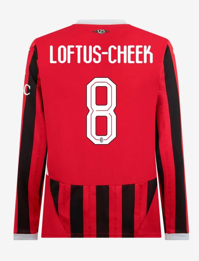 AC Milan Long Sleeve Home Loftus-Cheek 8 Champions League Jersey 24-25