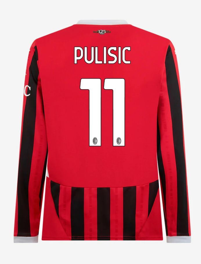 AC Milan Long Sleeve Home Pulisic 11 Serie A Jersey 24-25