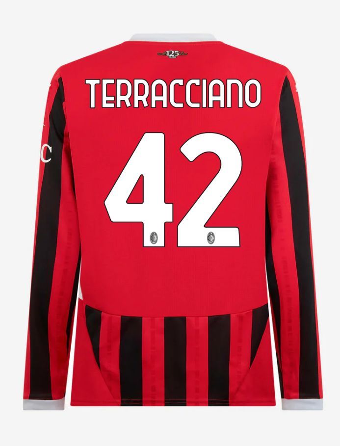 AC Milan Long Sleeve Home Terracciano 42 Serie A Jersey 24-25