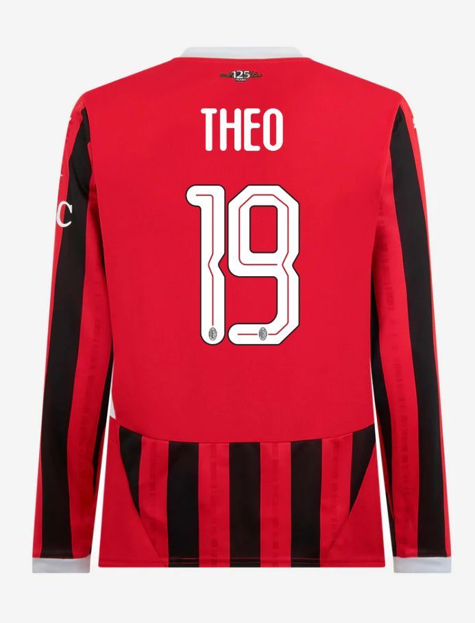 AC Milan Long Sleeve Home THEO 19 Champions League Jersey 24-25