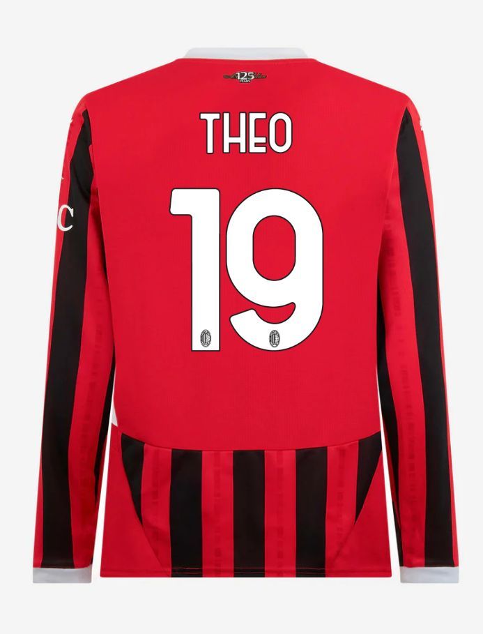 AC Milan Long Sleeve Home THEO 19 Serie A Jersey 24-25