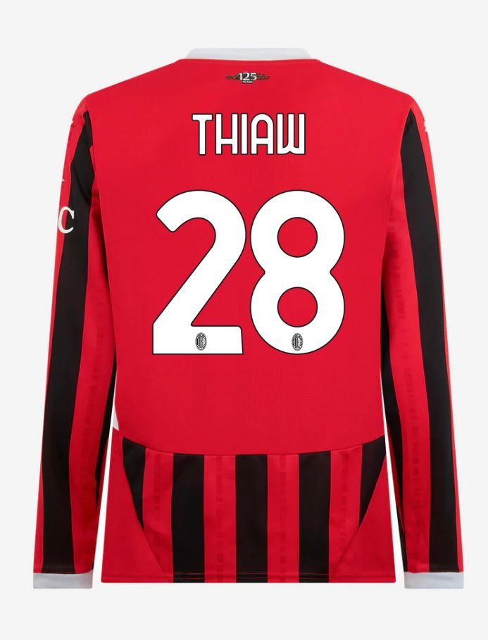 AC Milan Long Sleeve Home Thiaw 28 Serie A Jersey 24-25