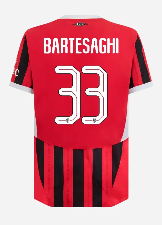 24-25 AC Milan Home Bartesaghi 33 Champions League Jersey (Player Version)