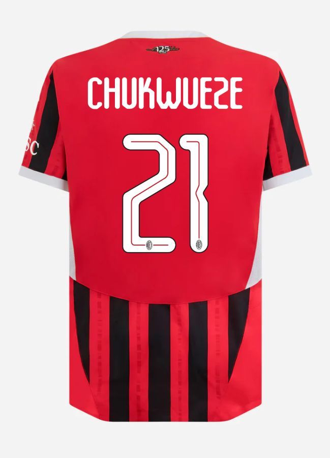 24-25 AC Milan Home Chukwueze 21 Champions League Jersey (Player Version)