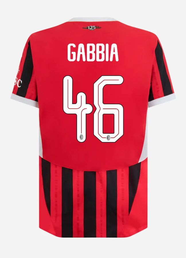 24-25 AC Milan Home GABBIA 46 Champions League Jersey (Player Version)