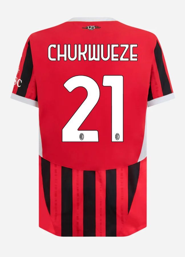 24-25 AC Milan Home Chukwueze 21 Serie A Jersey (Player Version)