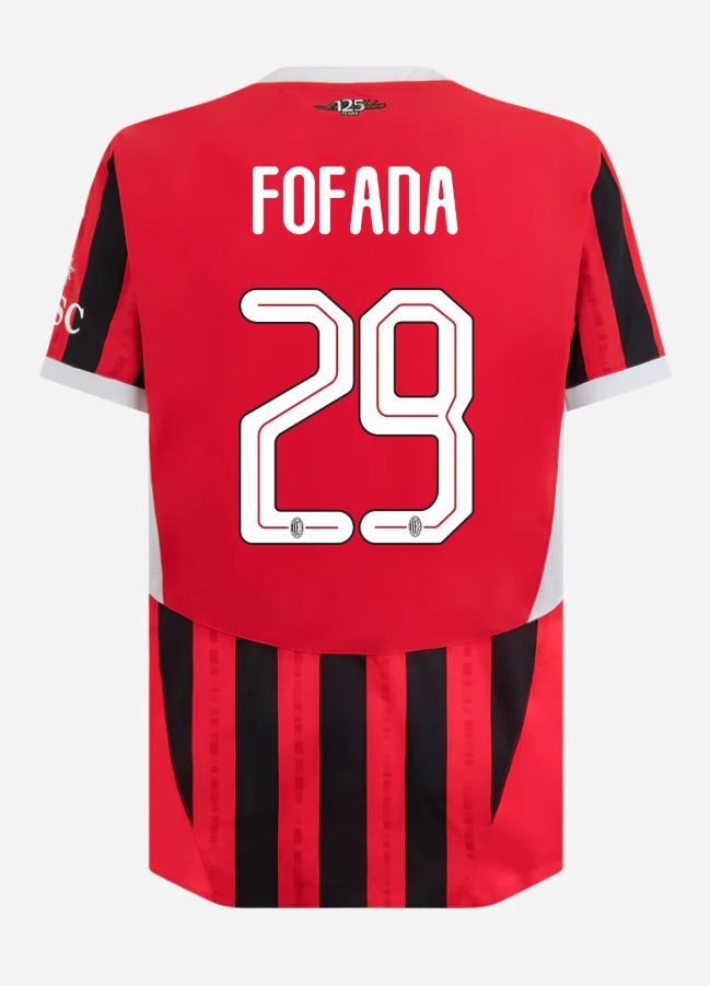 24-25 AC Milan Home Fofana 29 Champions League Jersey (Player Version)