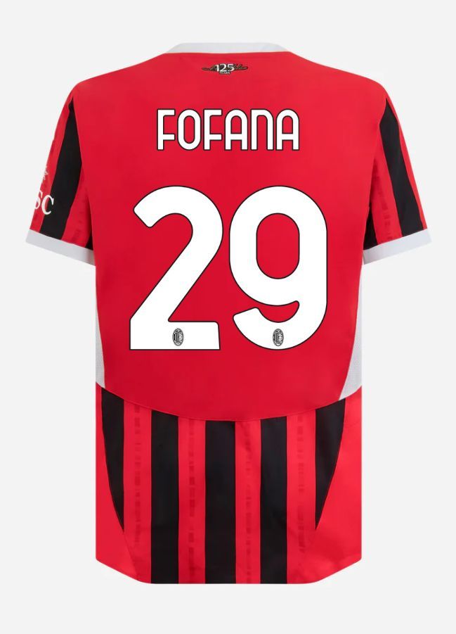 24-25 AC Milan Home Fofana 29 Serie A Jersey (Player Version)