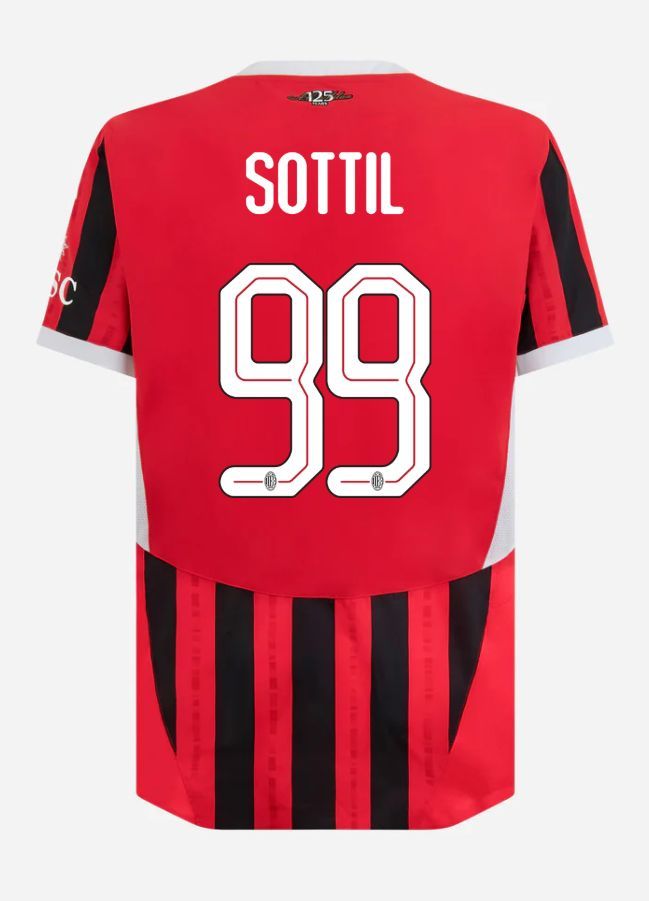 24-25 AC Milan Home Sottil 99 Champions League Jersey (Player Version)