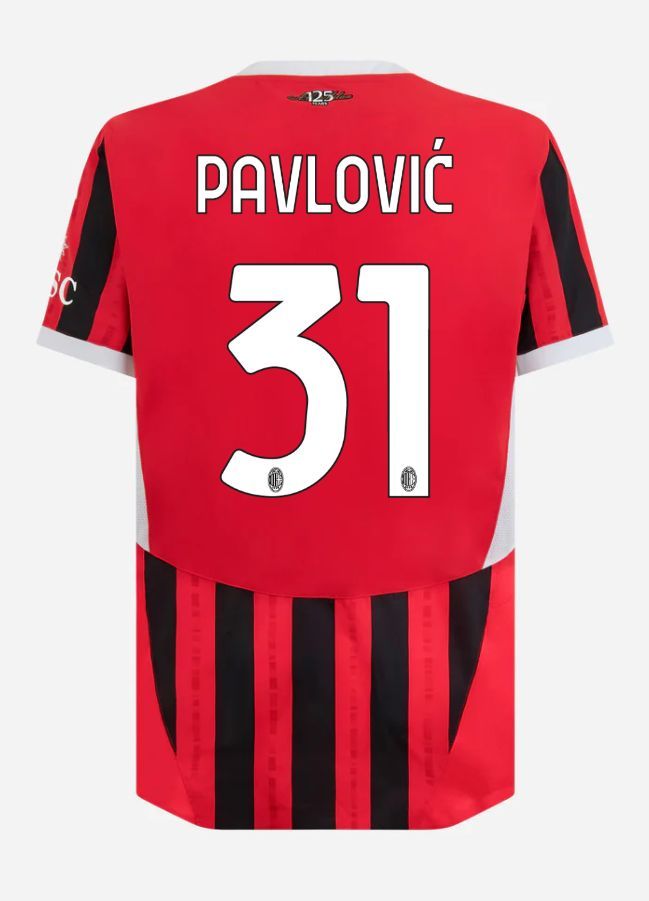 24-25 AC Milan Home Pavlović 31 Serie A Jersey (Player Version)