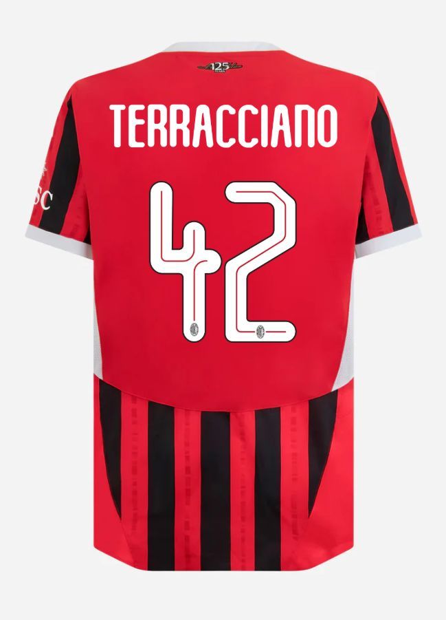24-25 AC Milan Home Terracciano 42 Champions League Jersey (Player Version)