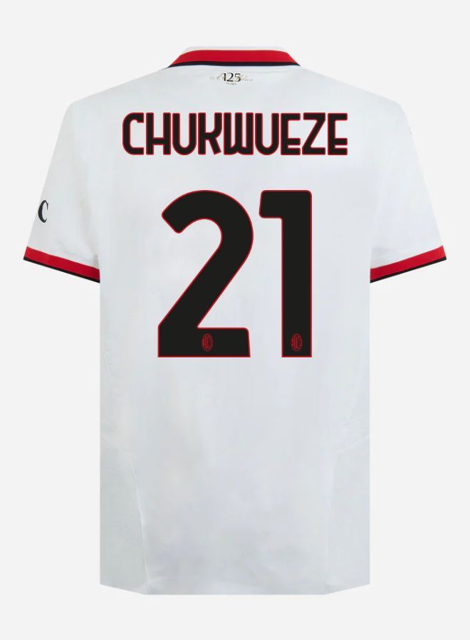 24-25 AC Milan Away Chukwueze 21 Serie A Jersey (Player Version)