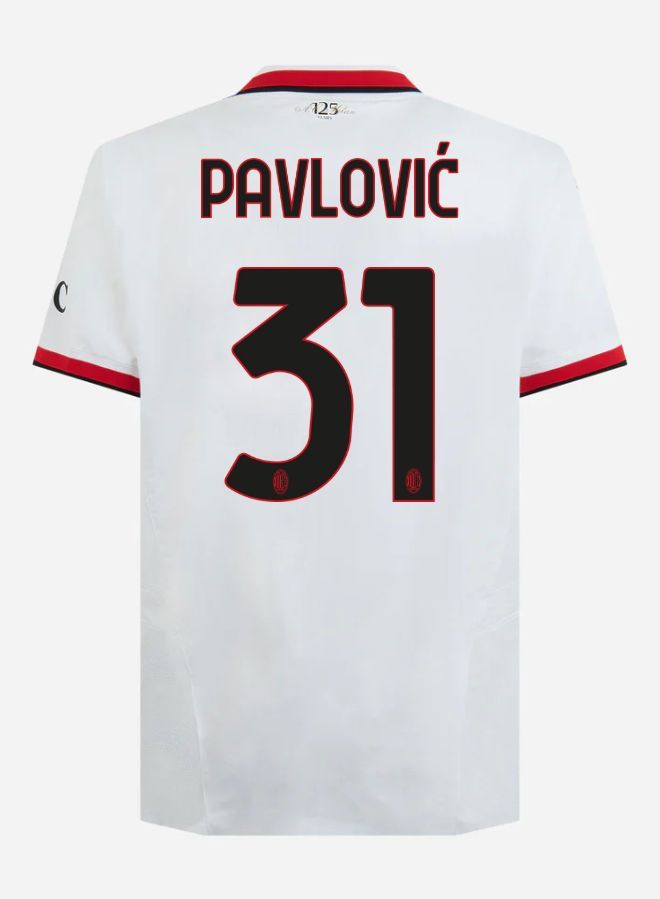 24-25 AC Milan Away Pavlović 31 Serie A Jersey (Player Version)