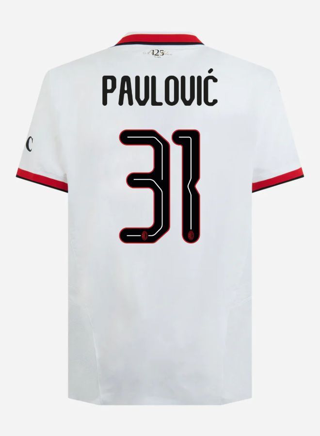 24-25 AC Milan Away Pavlović 31 Champions League Jersey (Player Version)