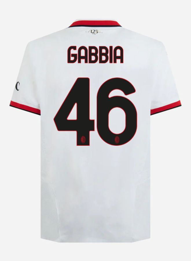 24-25 AC Milan Away GABBIA 46 Serie A Jersey (Player Version)