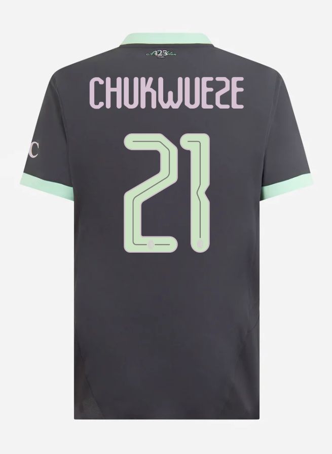 24-25 AC Milan Third Chukwueze 21 Champions League Jersey (Player Version)
