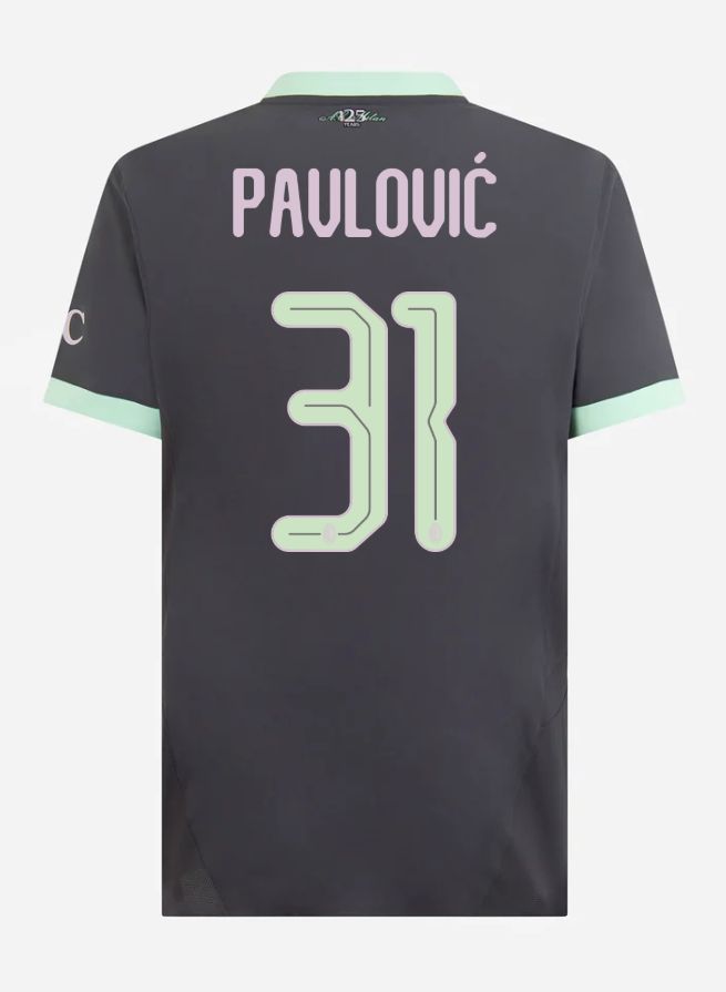 24-25 AC Milan Third Pavlović 31 Champions League Jersey (Player Version)