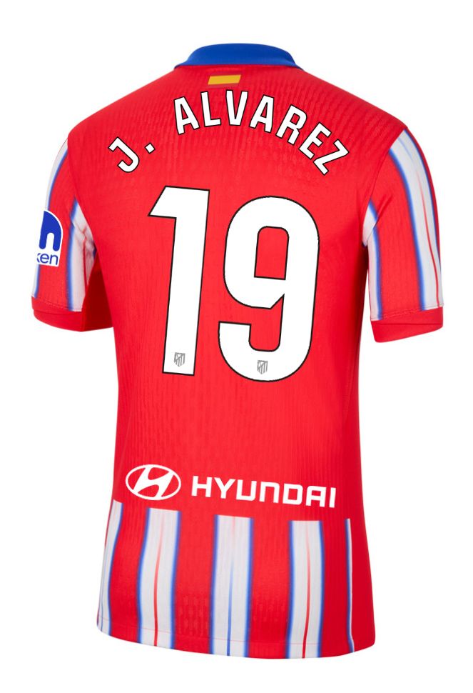 24-25 Atletico Madrid Home J. ALVAREZ 19 Laliga Jersey