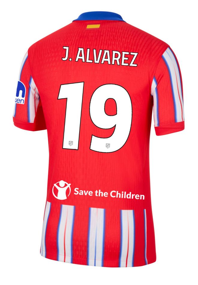24-25 Atletico Madrid Home J. ALVAREZ 19 Champions League Jersey