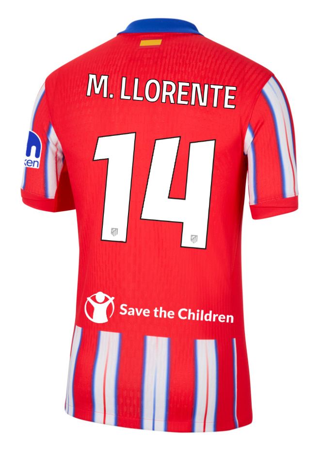 24-25 Atletico Madrid Home M. LLORENTE 14 Champions League Jersey